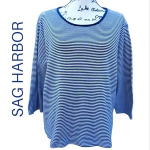 SAG HARBOR Blue Striped Top